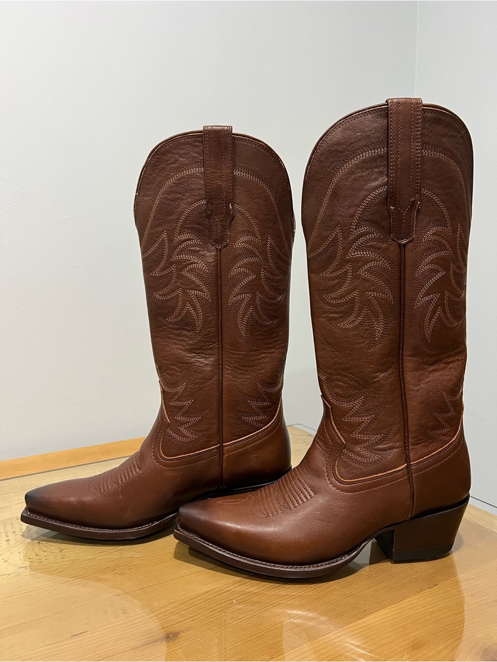 Tecovas The Annie Sequoia Brown Leather Western Boots Like New size 8